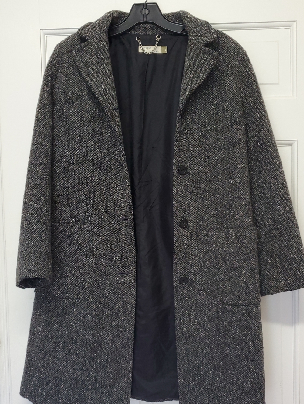 J. CREW Charcoal Tweed Wool Pea Coat - Gray Herringbone - Picture 1 of 6